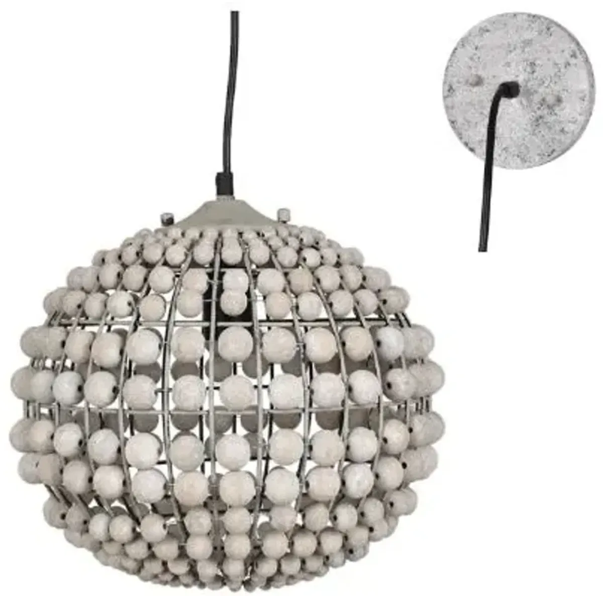 Crestview Lauren Pendant White Washed Wood & Grey Washed Metal Pendant