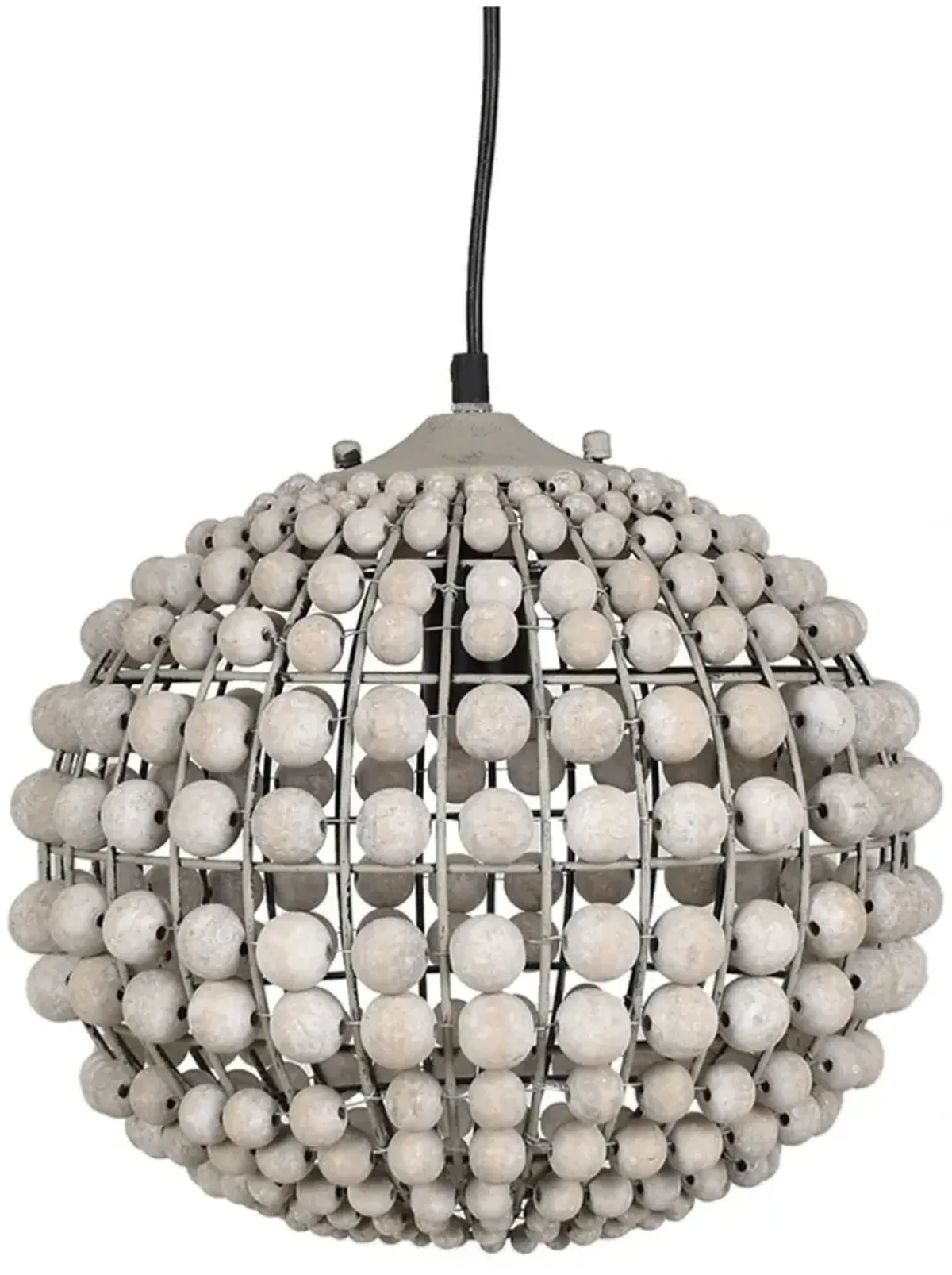 Crestview Lauren Pendant White Washed Wood & Grey Washed Metal Pendant