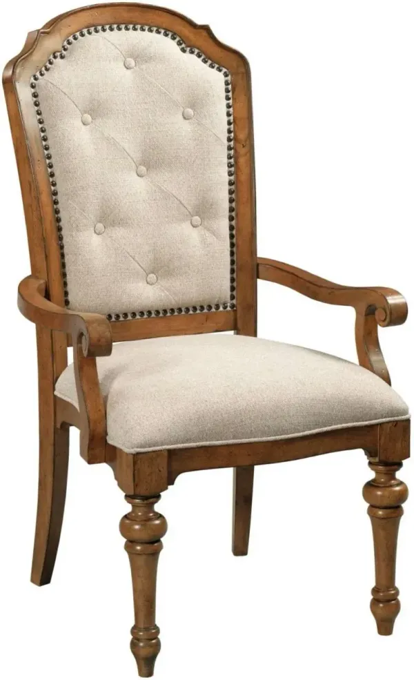 American Drew Berkshire Warm Cognac Upholstered Back Arm Chair
