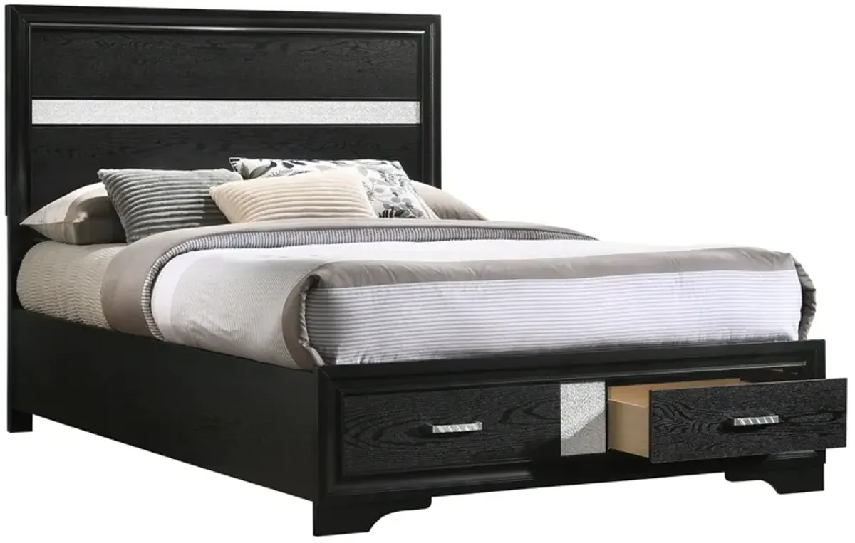 Miranda Wood Full Storage Panel Bed Black