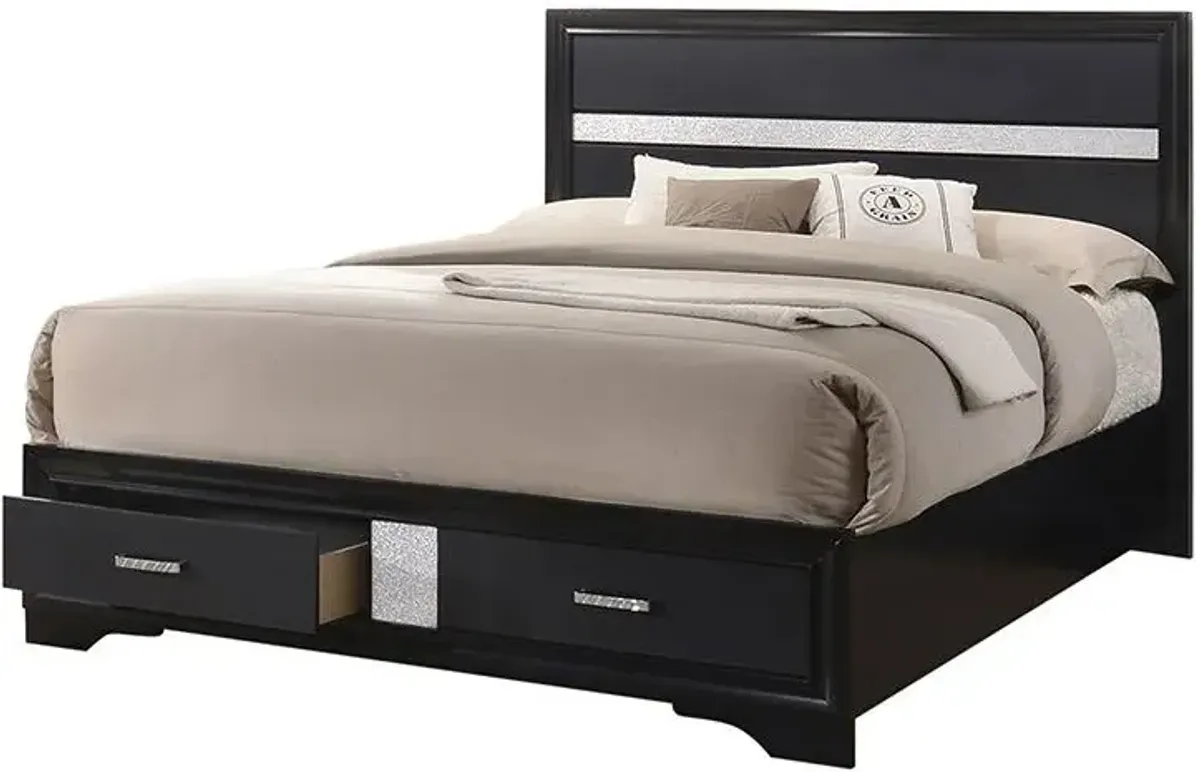 Miranda Wood Full Storage Panel Bed Black