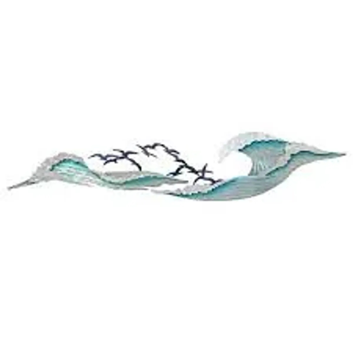 Copper Art Ocean Waves with Seagulls Metal Wall Art