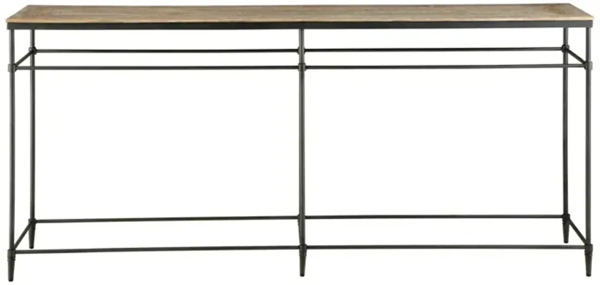 FENWAY 74 INCH SOLID WOOD & METAL SOFA CONSOLE TABLE IN PICKLED MANGO