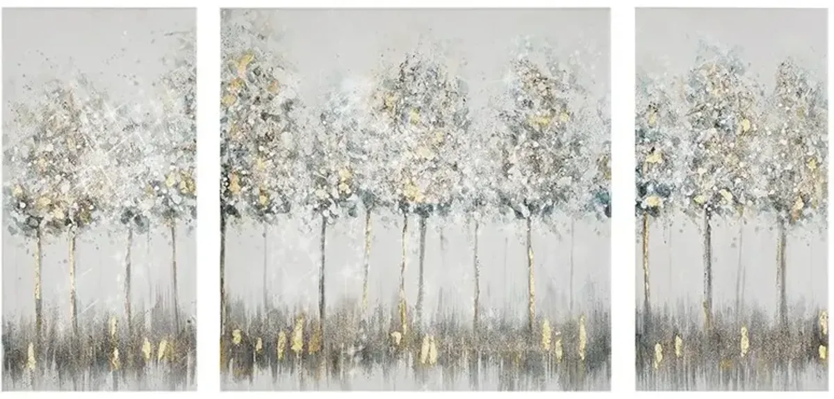 Olliix Madison Park Blue/White Winter Glaze Heavy Textured Canvas with Glitter Embellishment 2-Piece Set