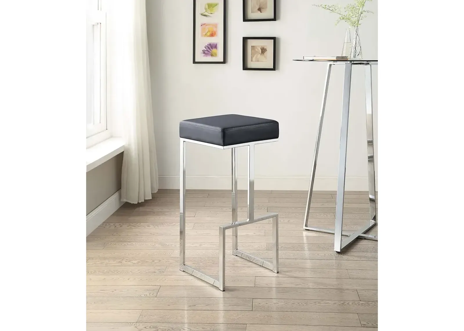 Coaster Gervase Square Bar Stool Black & Chrome