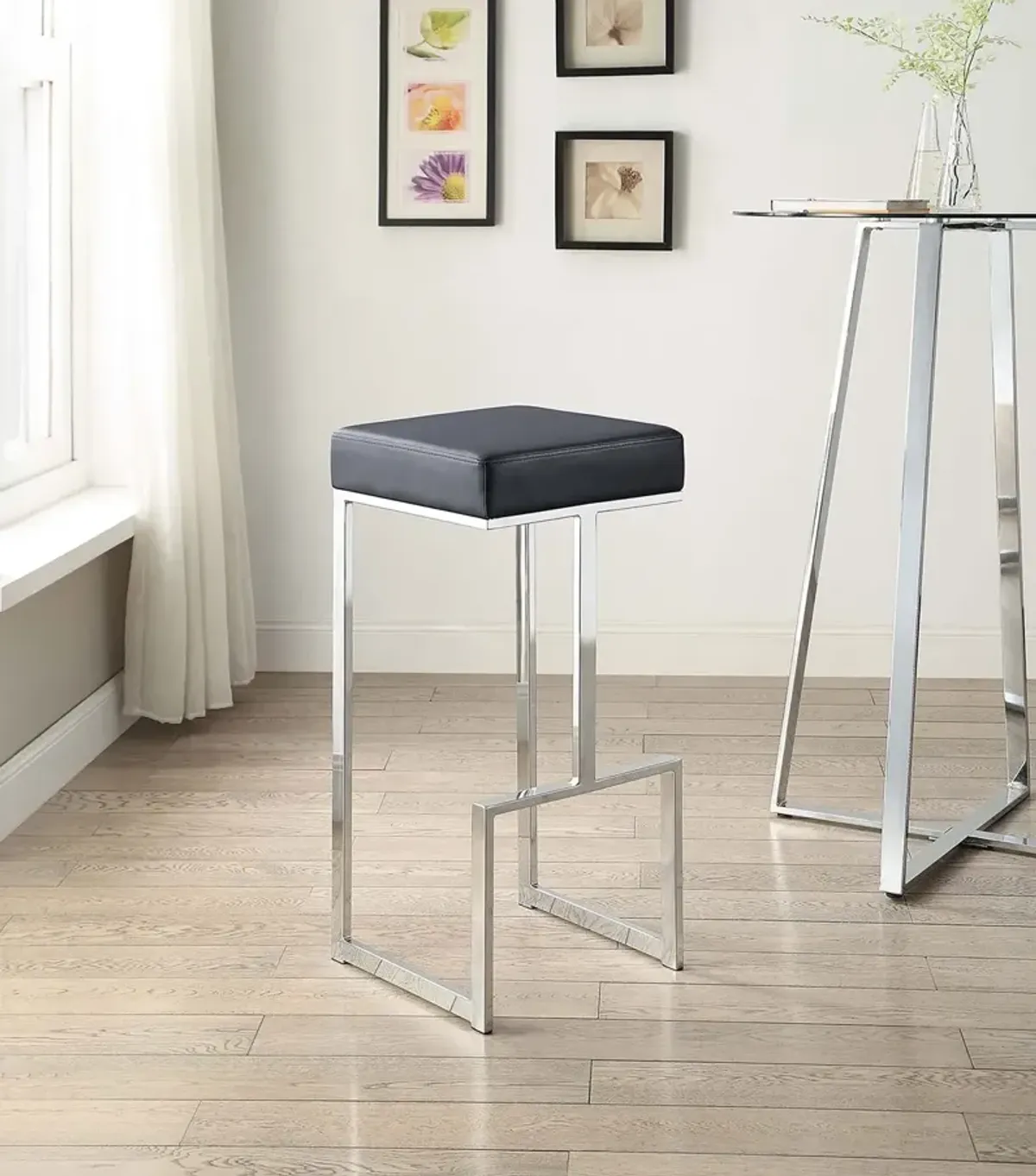 Coaster Gervase Square Bar Stool Black & Chrome