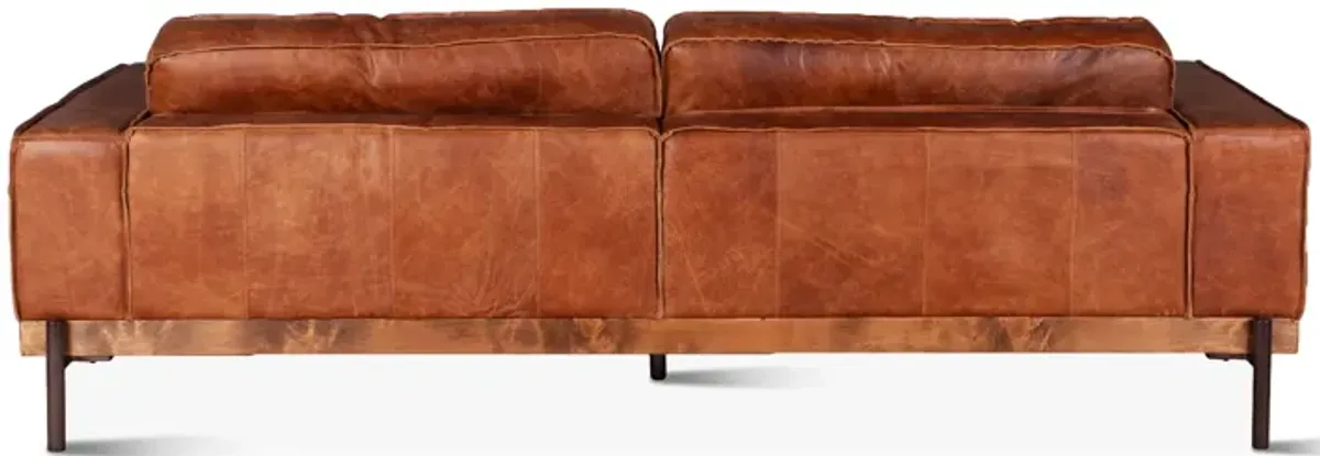 Home Trends Design Portofino Modern Leather Sofa in Vintage Cognac