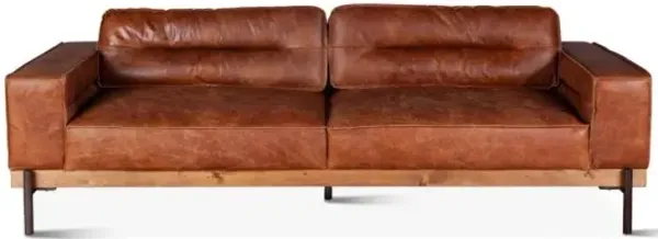 Home Trends Design Portofino Modern Leather Sofa in Vintage Cognac