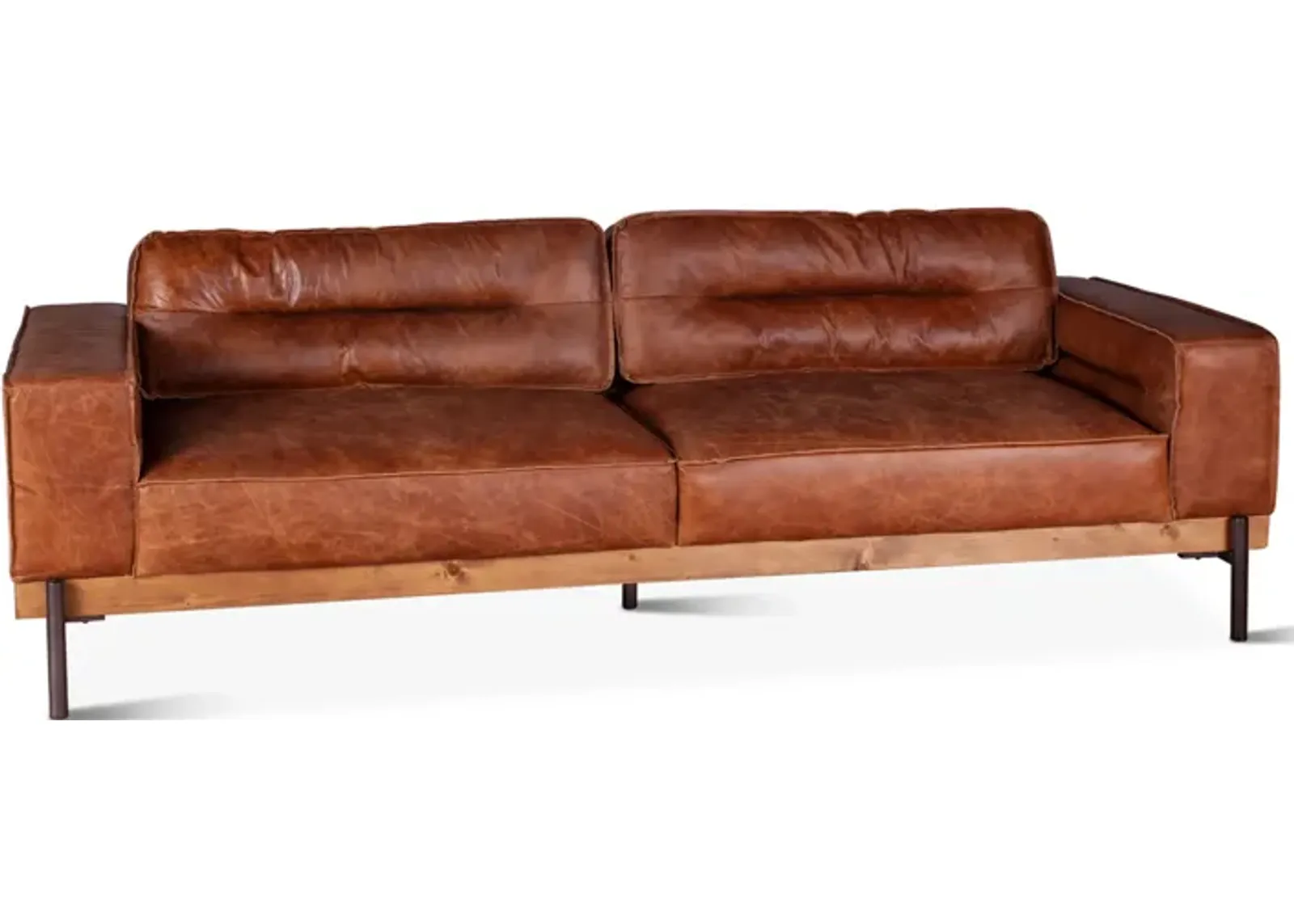 Home Trends Design Portofino Modern Leather Sofa in Vintage Cognac