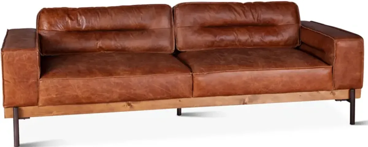 Home Trends Design Portofino Modern Leather Sofa in Vintage Cognac