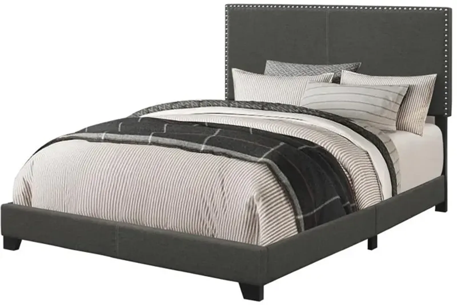 Coaster Boyd Upholstered California King Panel Bed Charcoal