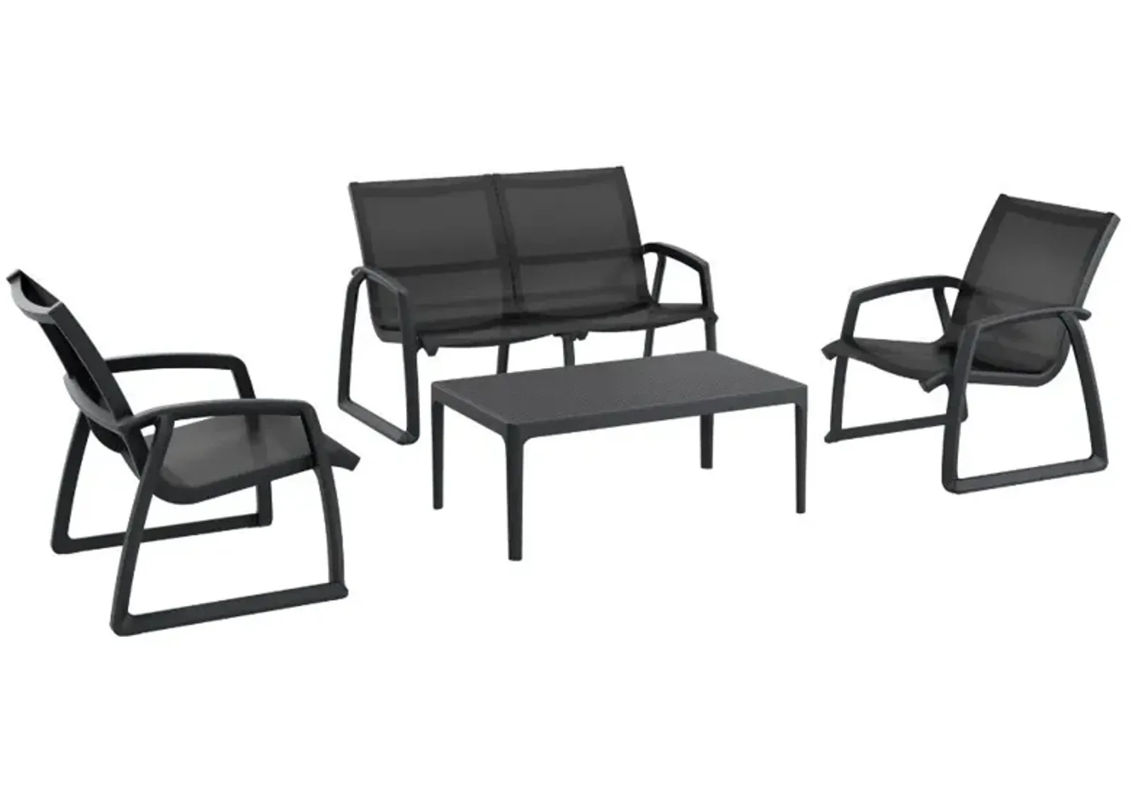 Compamia Pacific 4-Piece Black Frame & Sling Outdoor Lounge Set