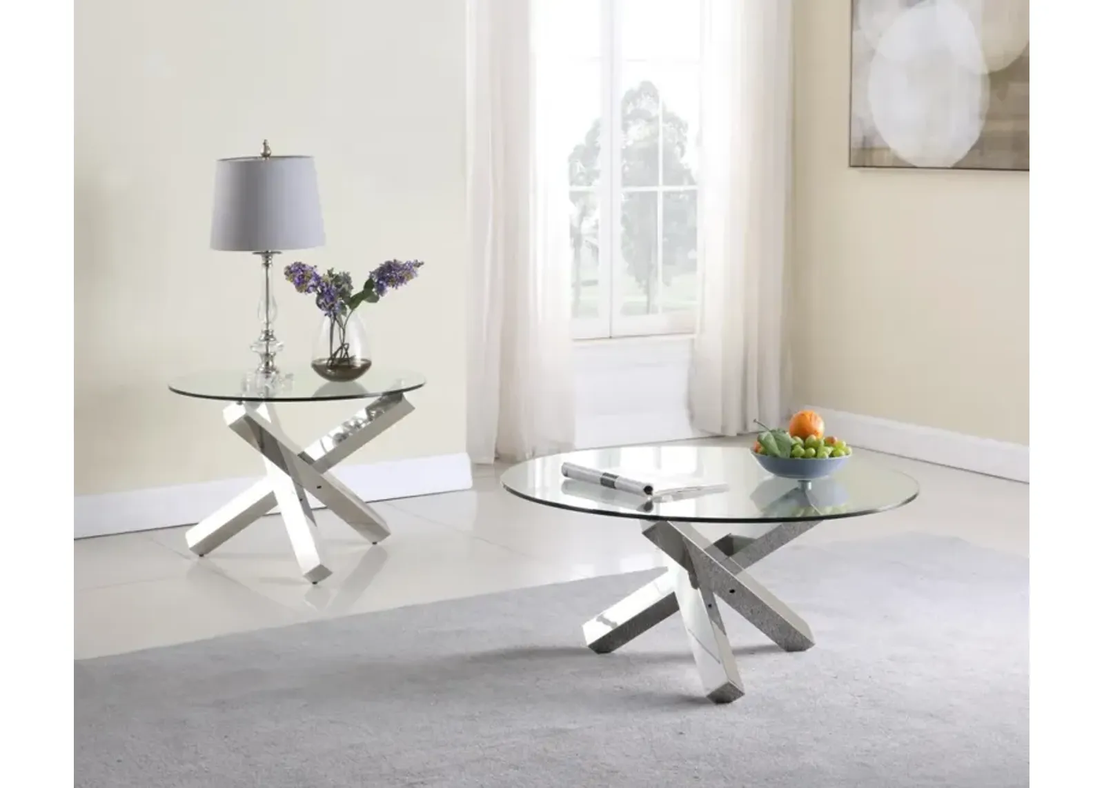 Chintaly Contemporary 35 Inch Round Cocktail Table