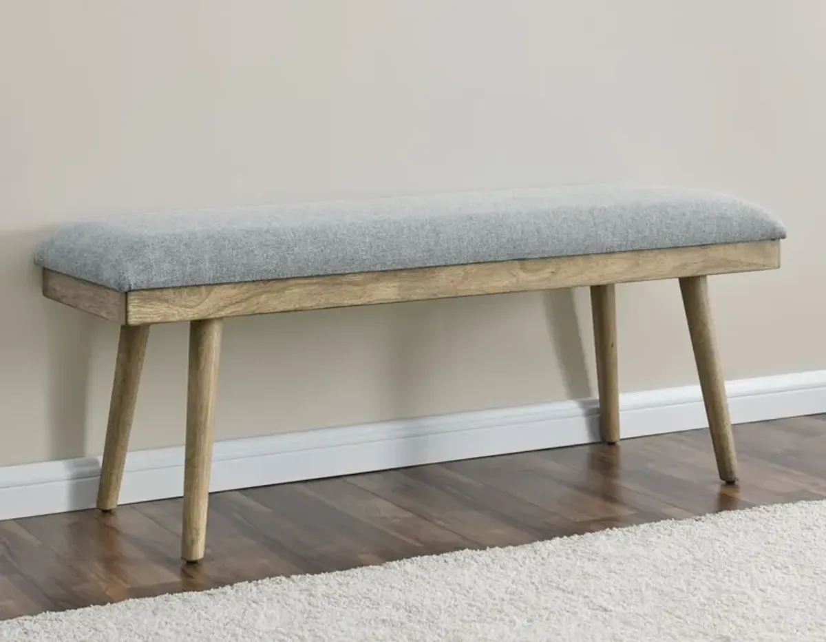 Steve Silver Vida Gray Upholstered Dining Bench In Burnished Blonde