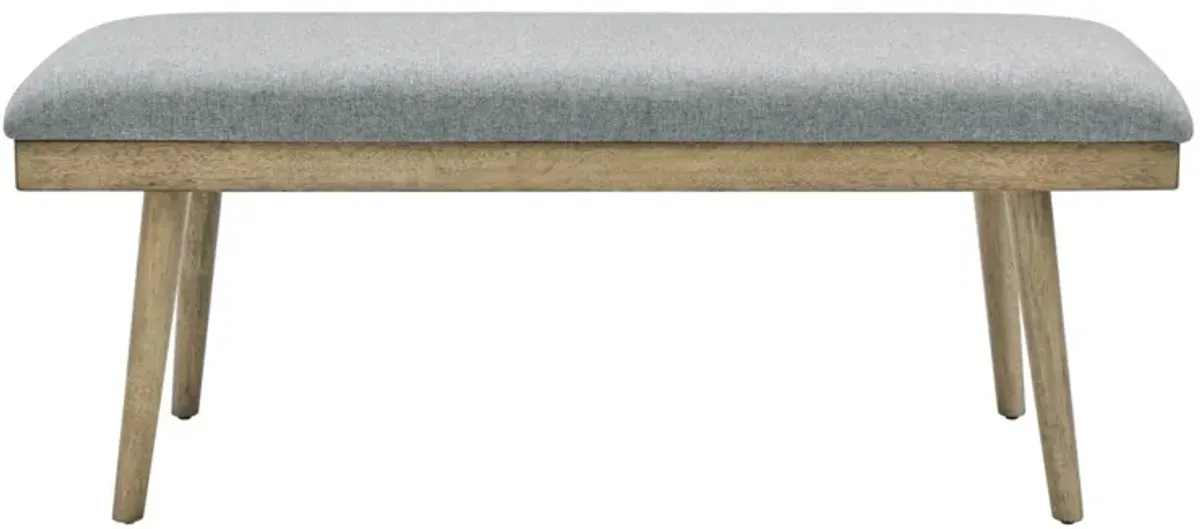 Steve Silver Vida Gray Upholstered Dining Bench In Burnished Blonde