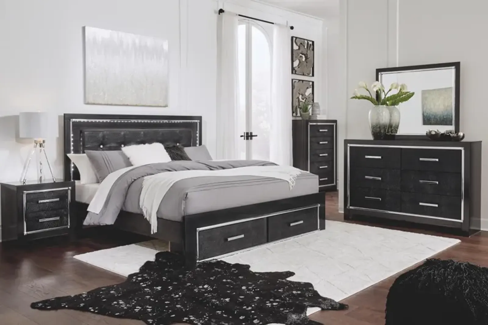 Ashley Kaydell Black King Upholstered Panel Storage Bed