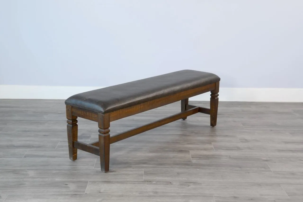 HOMESTEAD TOBACCO LEAF BENCH WITH CUSHIONED SEAT