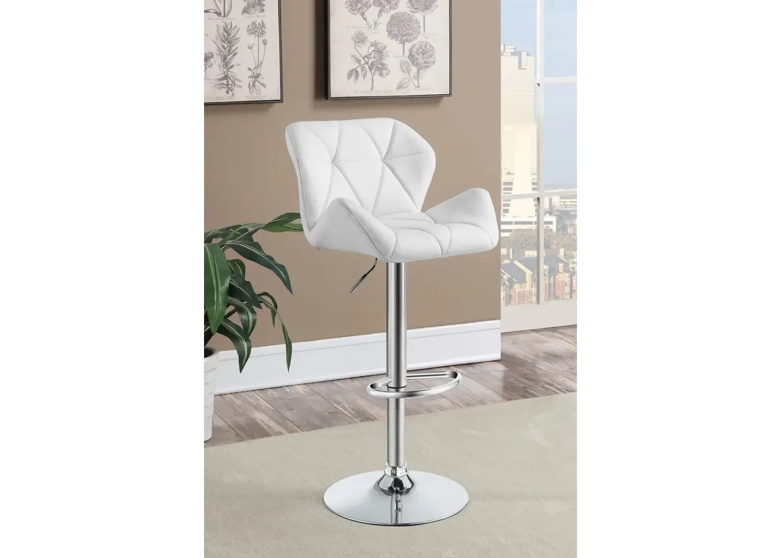 Coaster Berrington Upholstered Adjustable Bar Stool White