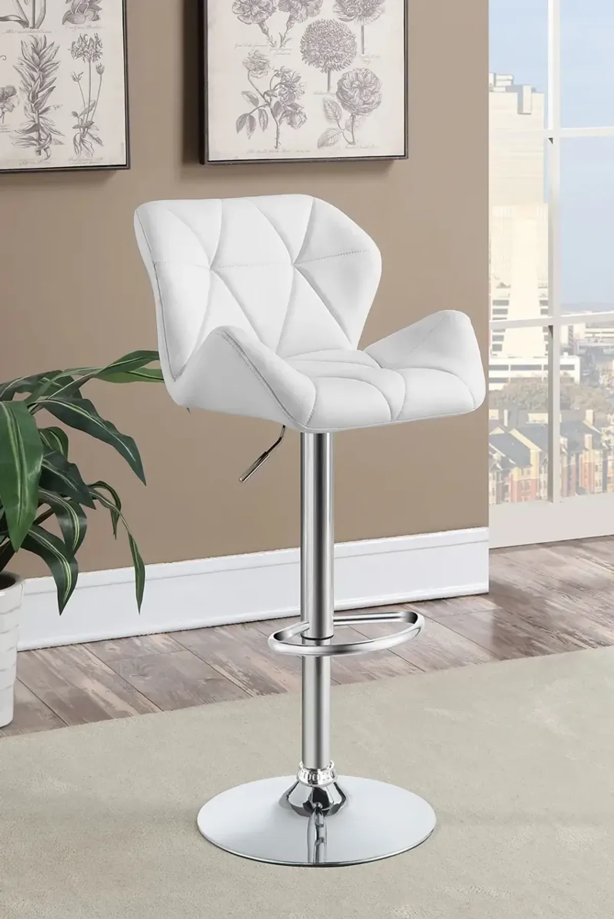 Coaster Berrington Upholstered Adjustable Bar Stool White