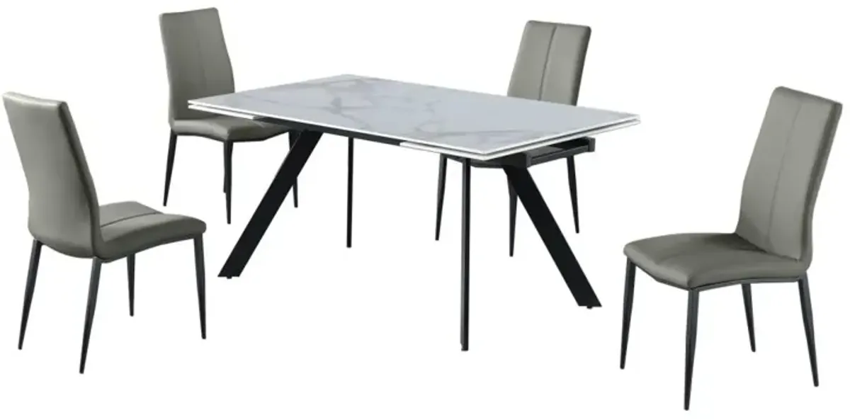 Chintaly Alexandra Dining Set with Extendable Dining Table & 4 Side Chairs