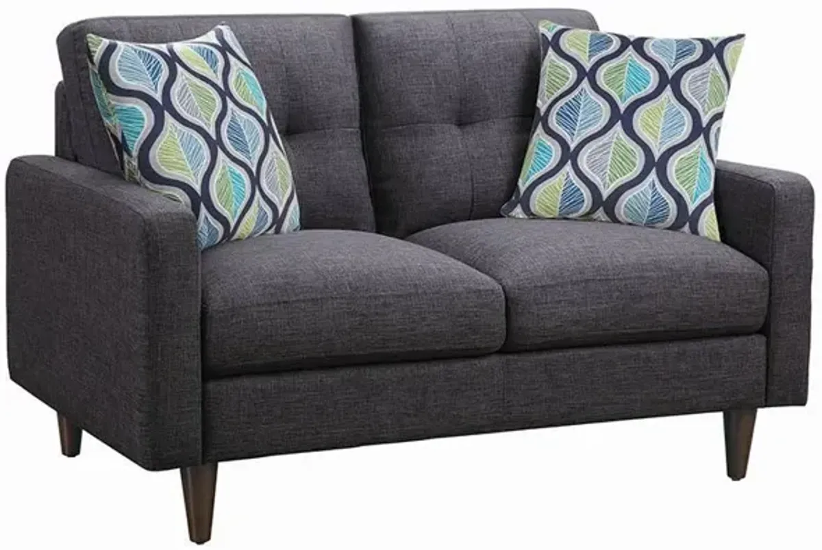 Coaster Watsonville Upholstered Track Arm Tufted Loveseat Grey