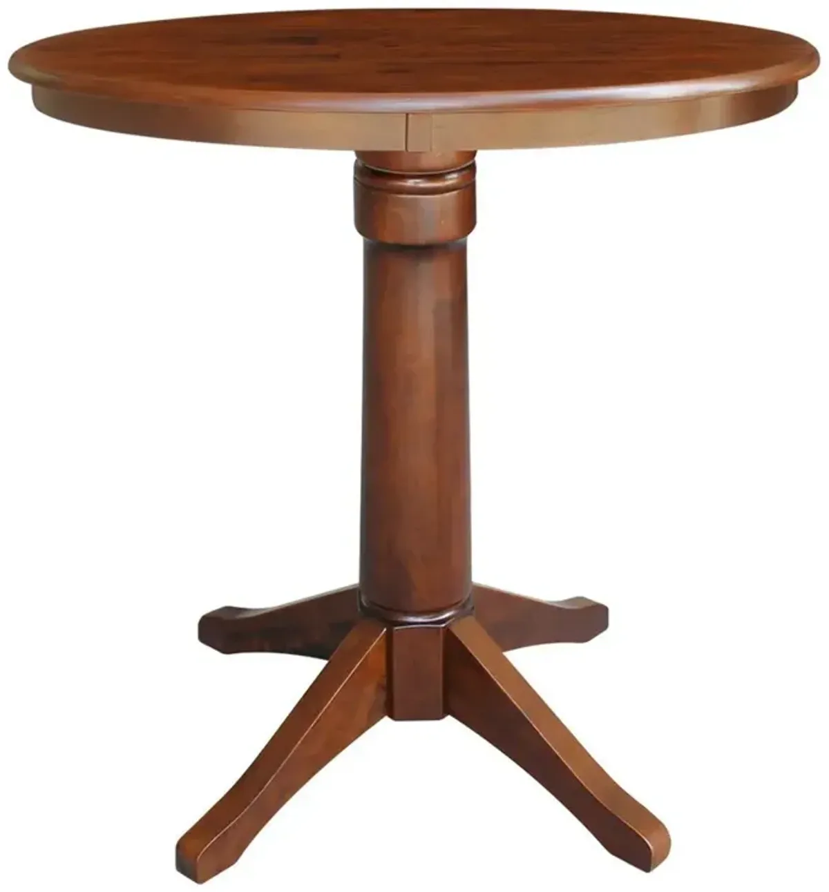 DINING ESSENTIALS 36 INCH ROUND TABLE TOP WITH 36 INCH TRANSITIONAL PEDESTAL BASE WITH EXTENSION IN ESPRESSO