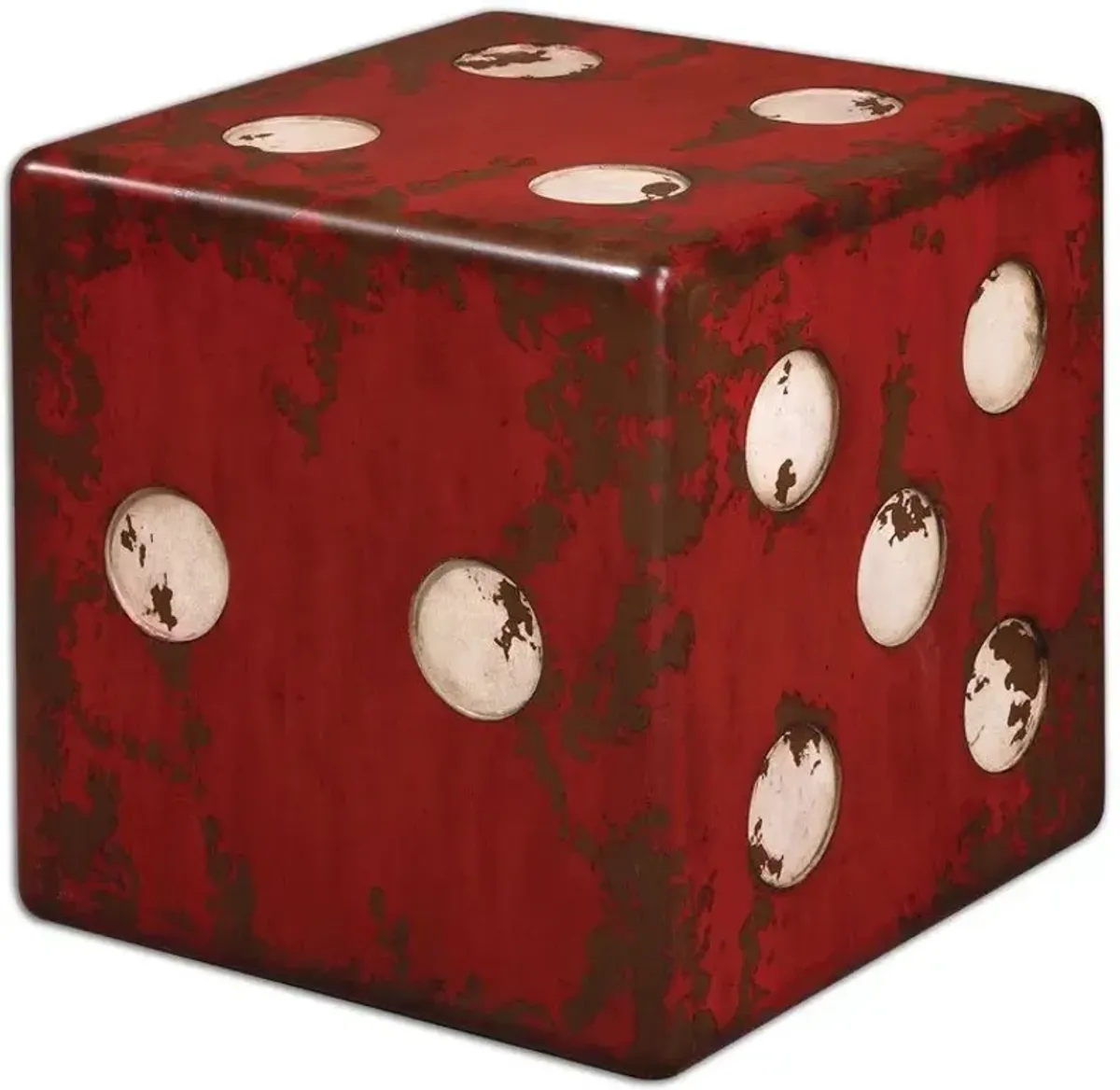 Uttermost Dice Burnt Red Accent Table