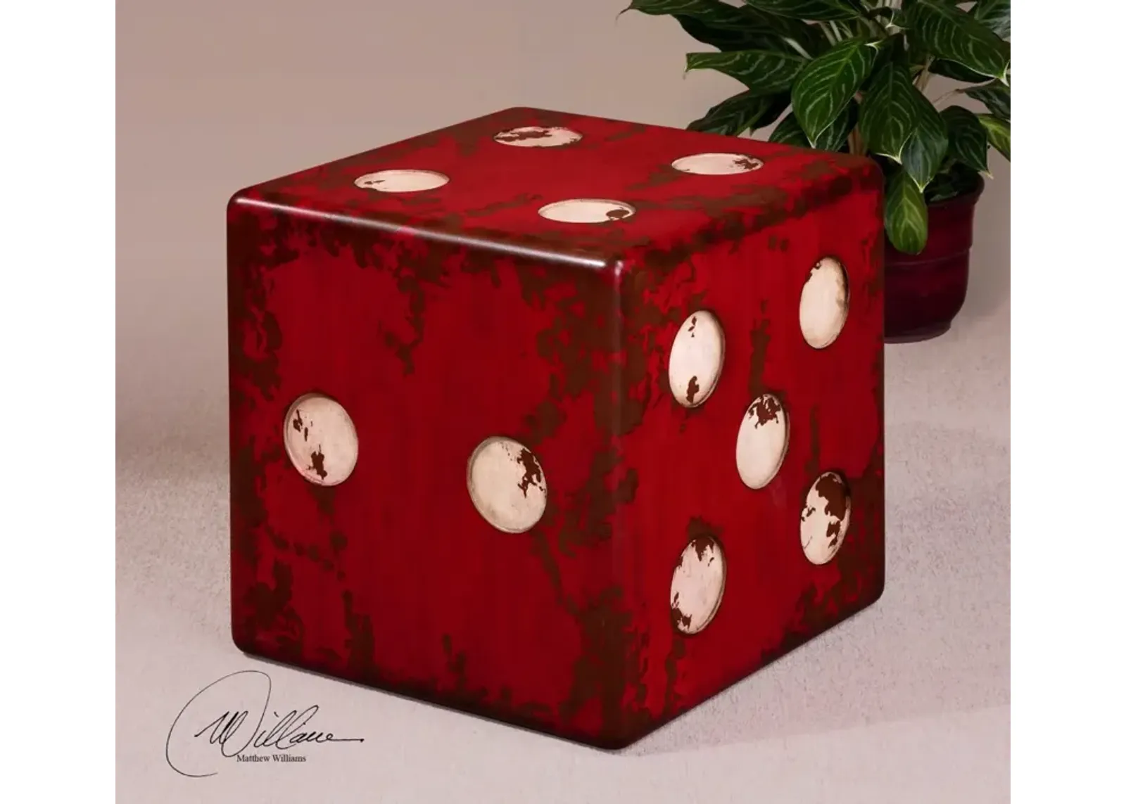 Uttermost Dice Burnt Red Accent Table