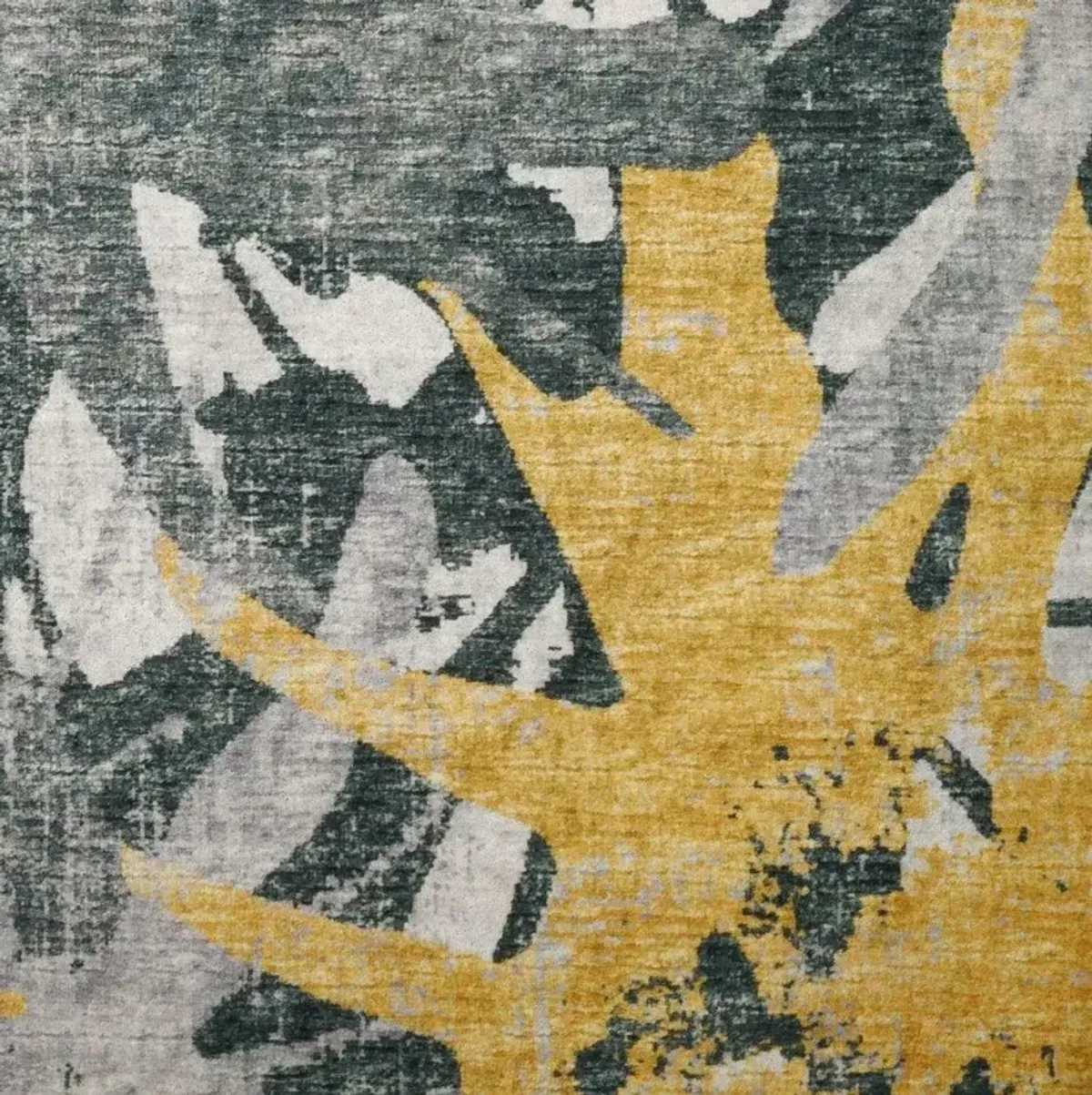 Dalyn Abstract Botanical Brisbane 5'X8' Area Rug in Mustard Yellow & Gray