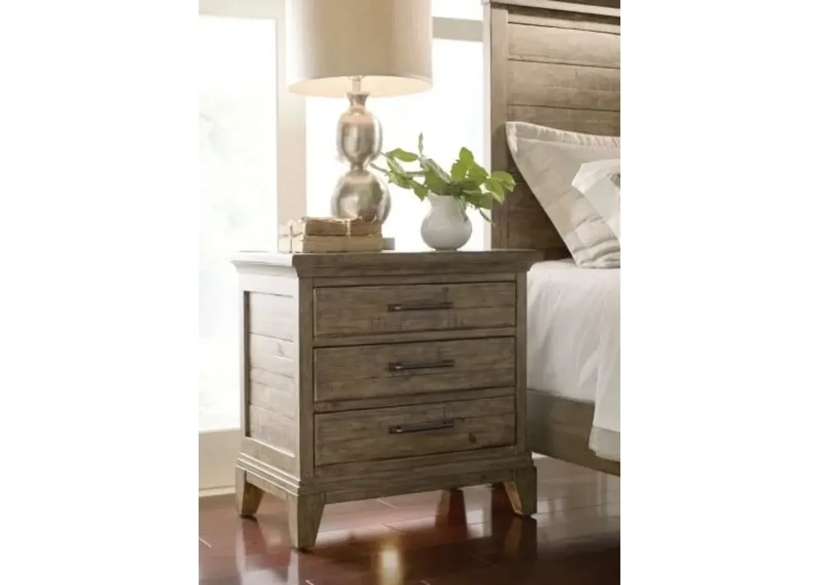 Kincaid Plank Road Blair 3-Drawer Nightstand in Stone