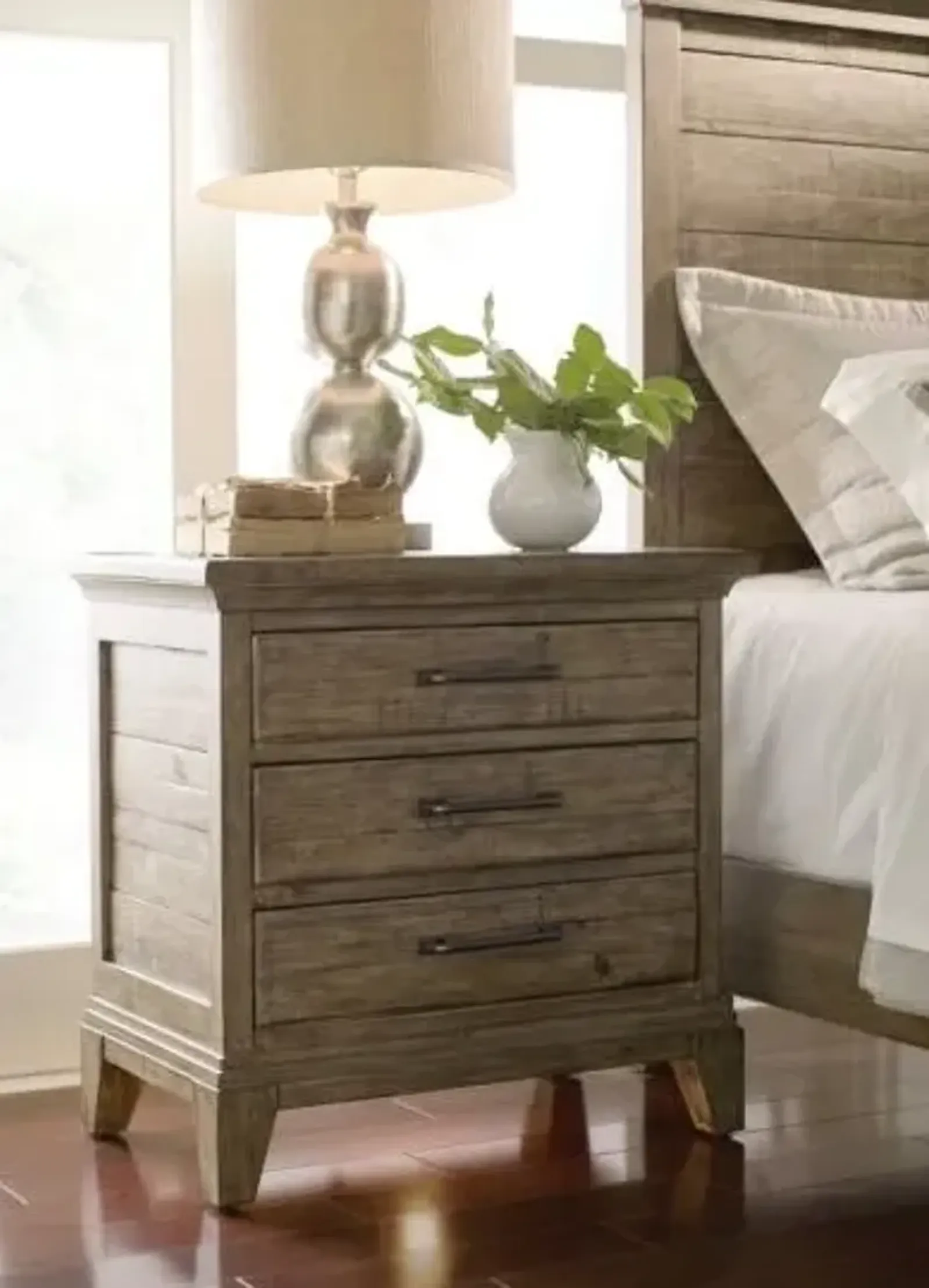 Kincaid Plank Road Blair 3-Drawer Nightstand in Stone