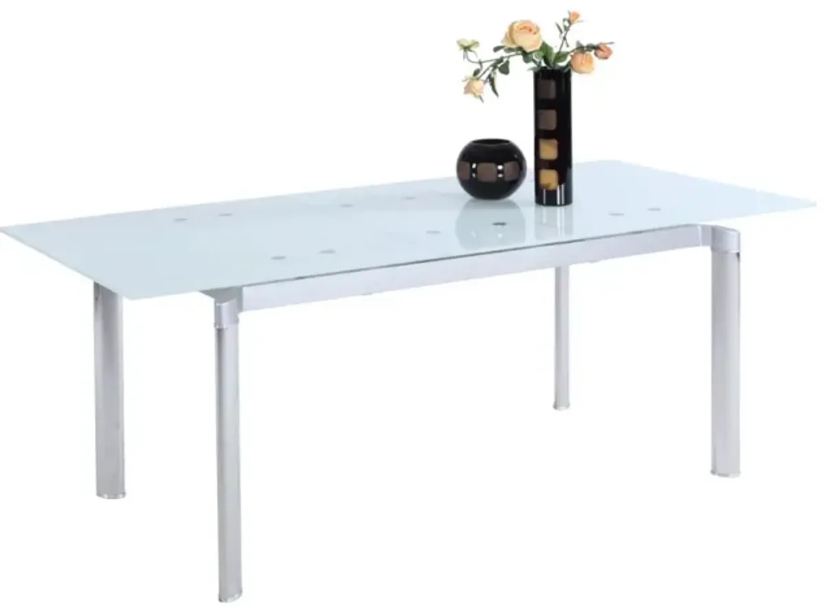 Chintaly Tara White Modern Extendable White Glass Dining Table