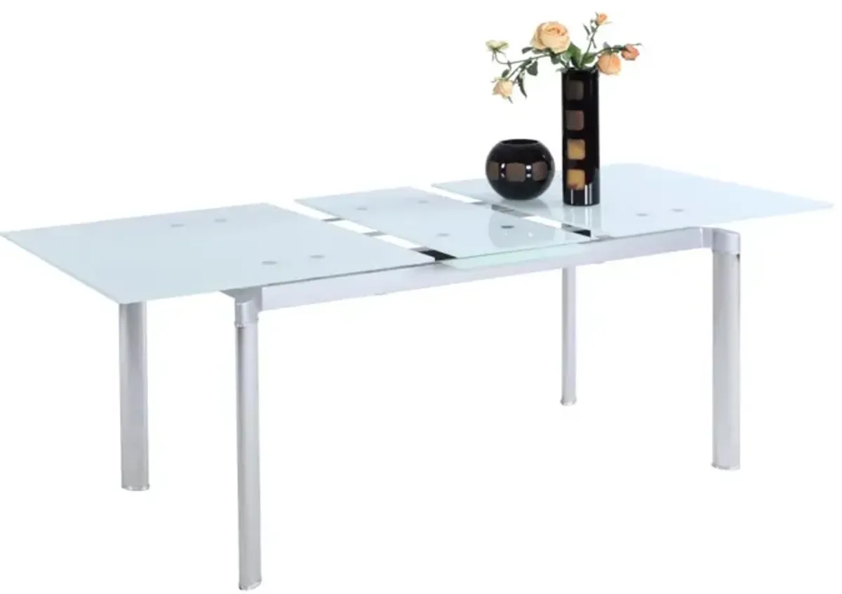 Chintaly Tara White Modern Extendable White Glass Dining Table