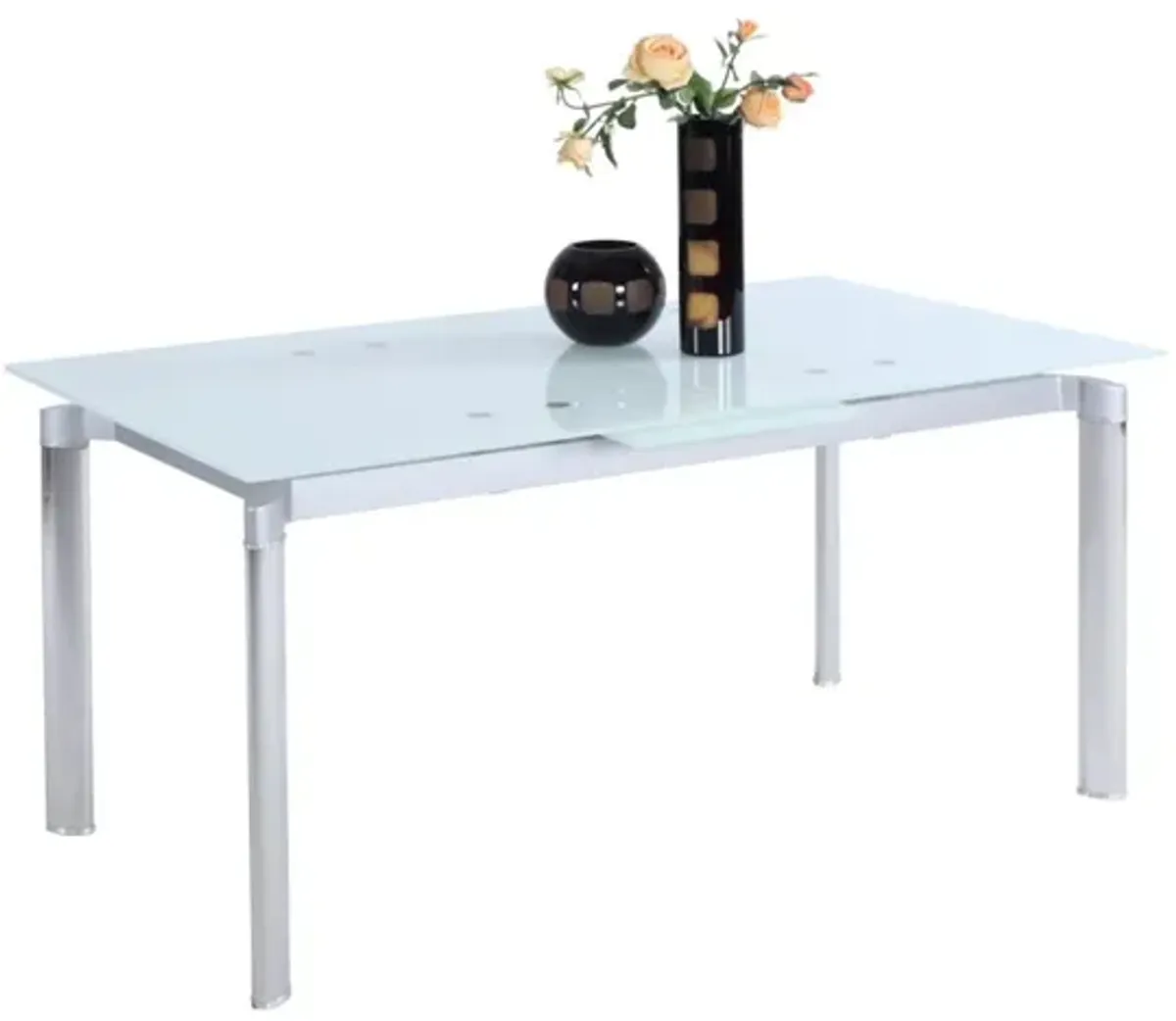 Chintaly Tara White Modern Extendable White Glass Dining Table