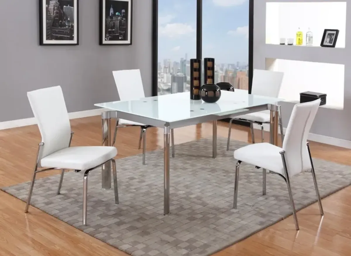 Chintaly Tara White Modern Extendable White Glass Dining Table