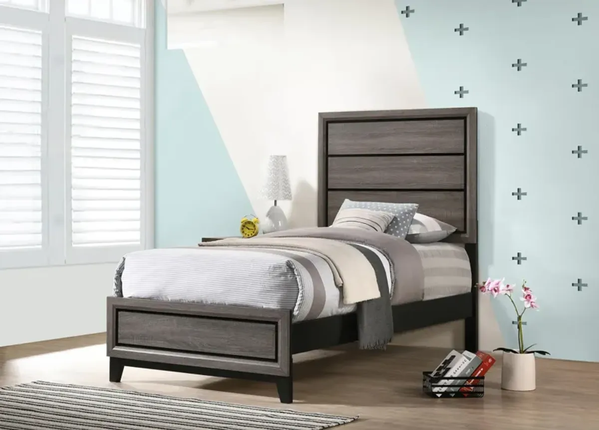 Coaster Watson Wood Twin Panel Bed Grey Oak