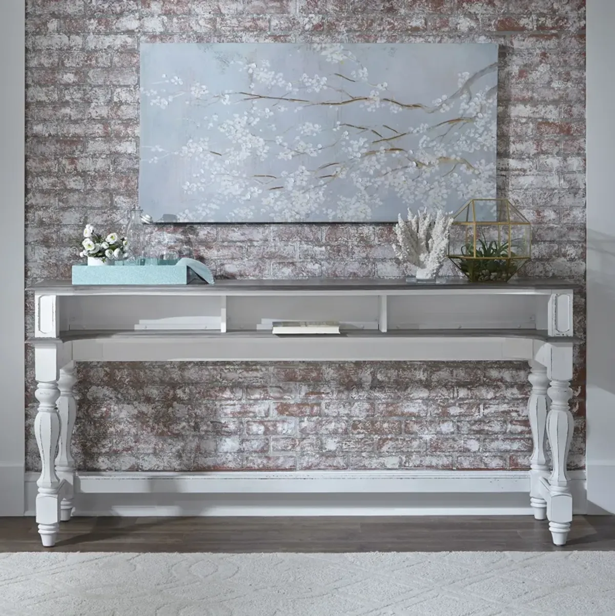 Liberty Furniture Magnolia Manor Antique White Console Bar Table