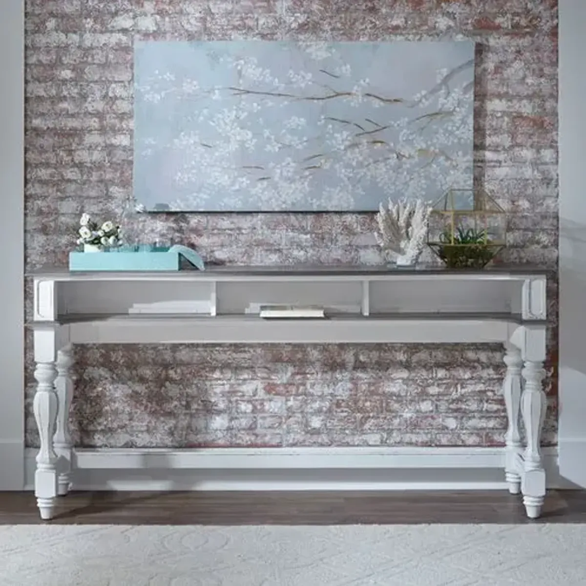 Liberty Furniture Magnolia Manor Antique White Console Bar Table