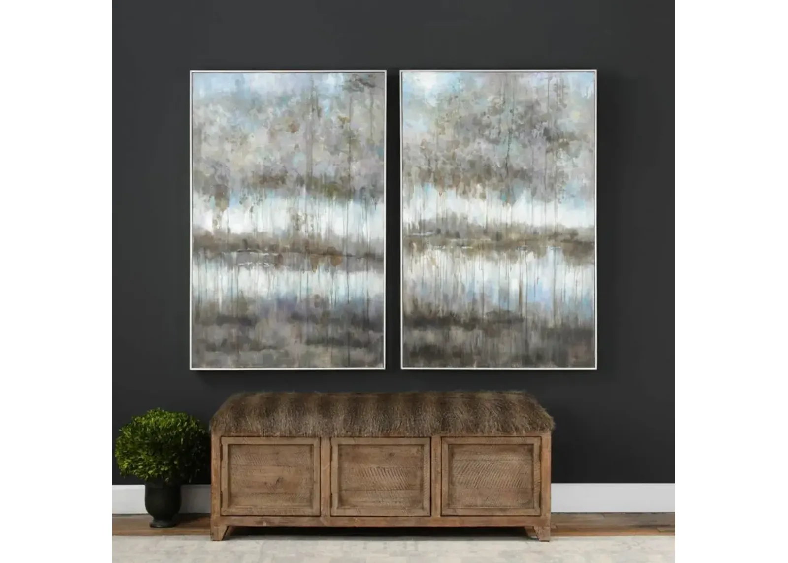 Uttermost Gray Reflections 2-Piece Gray Landscape Wall Art