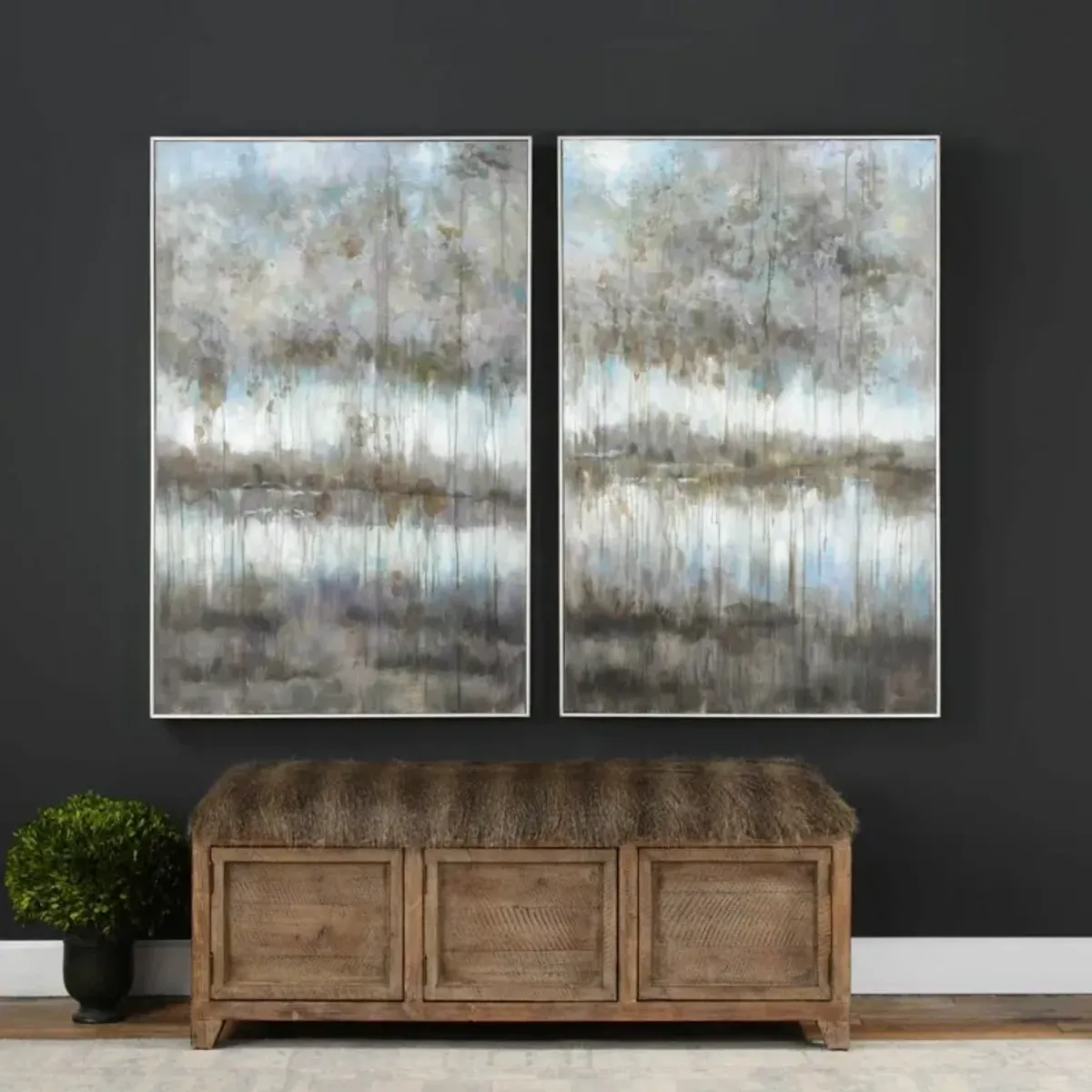 Uttermost Gray Reflections 2-Piece Gray Landscape Wall Art