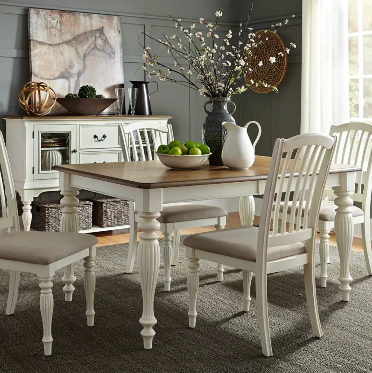 Liberty Furniture Cumberland Creek 5-Piece Two-Tone Rectangular Casual Dining Table Set