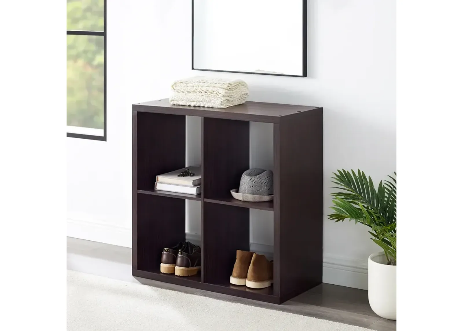 Linon Galli 4 Cubby Storage Cabinet Espresso