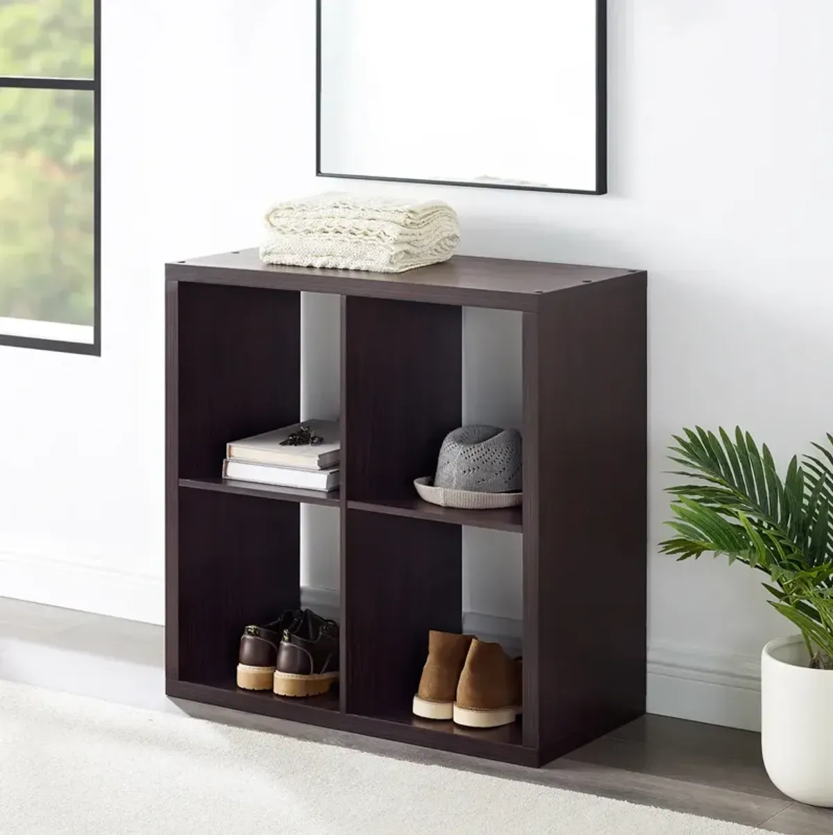 Linon Galli 4 Cubby Storage Cabinet Espresso