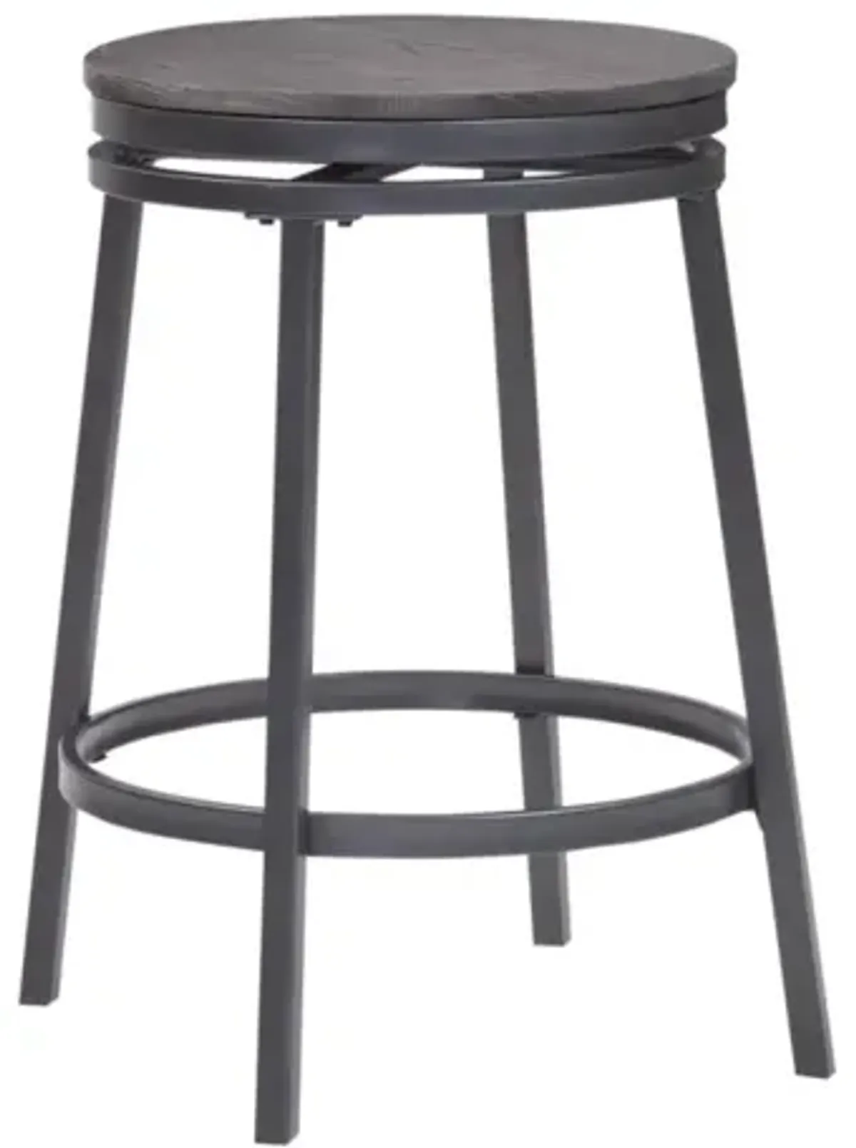 American Woodcrafters Stockton Backless Metal Frame Barstool in Slate Grey with Grey Oak Seat