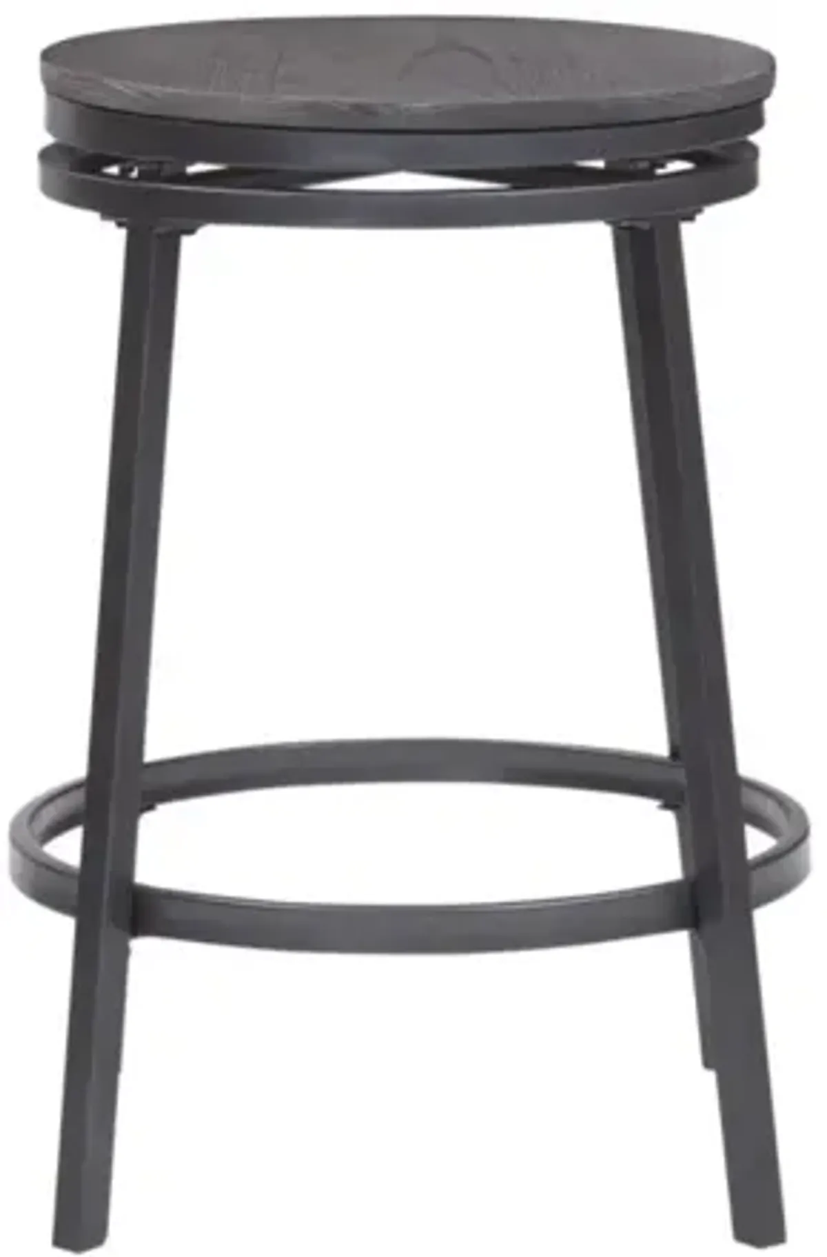 American Woodcrafters Stockton Backless Metal Frame Barstool in Slate Grey with Grey Oak Seat