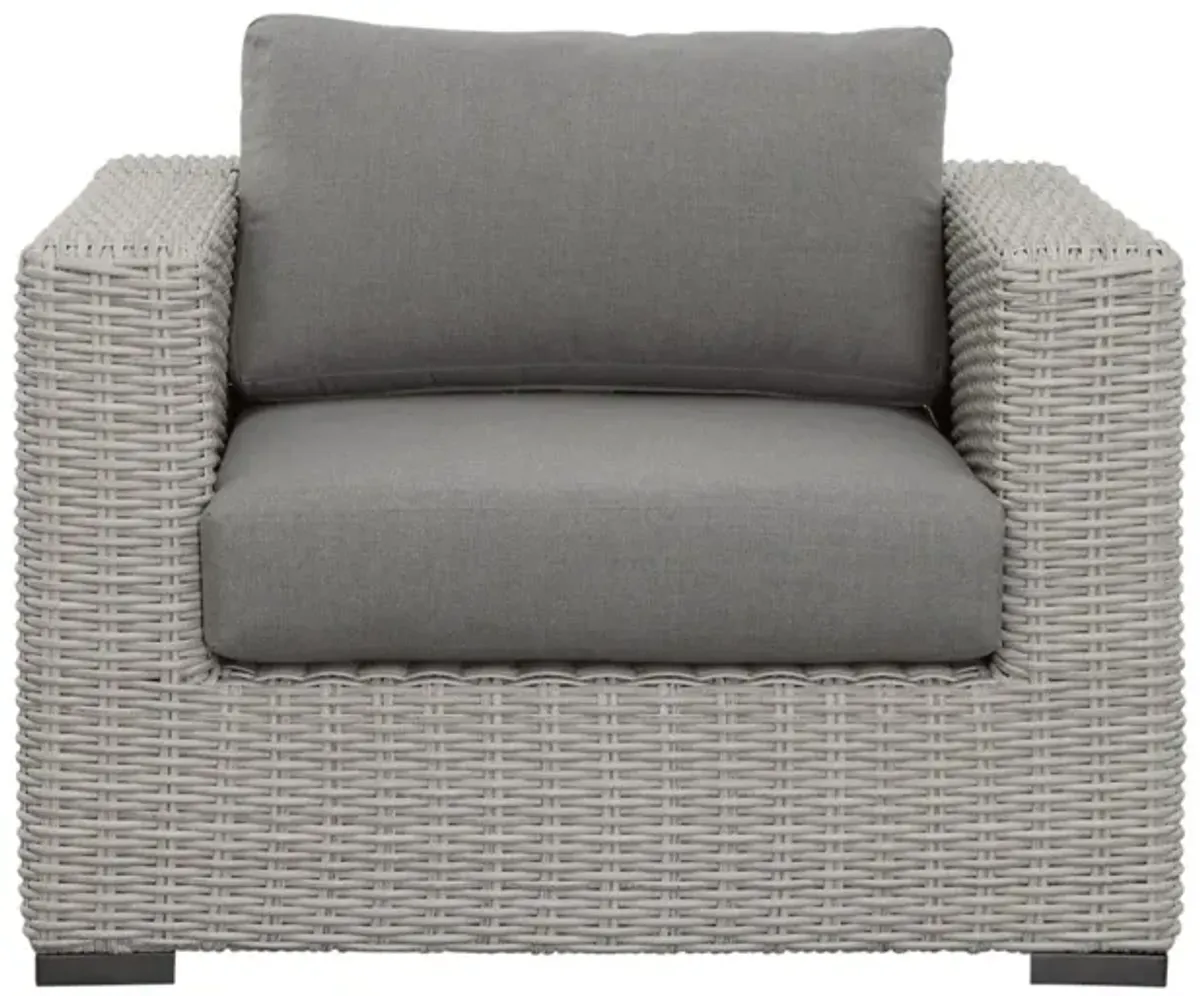 Steve Silver Blakley Outdoor Lounge Chair With Half-Round Resin Wicker In Light Gray