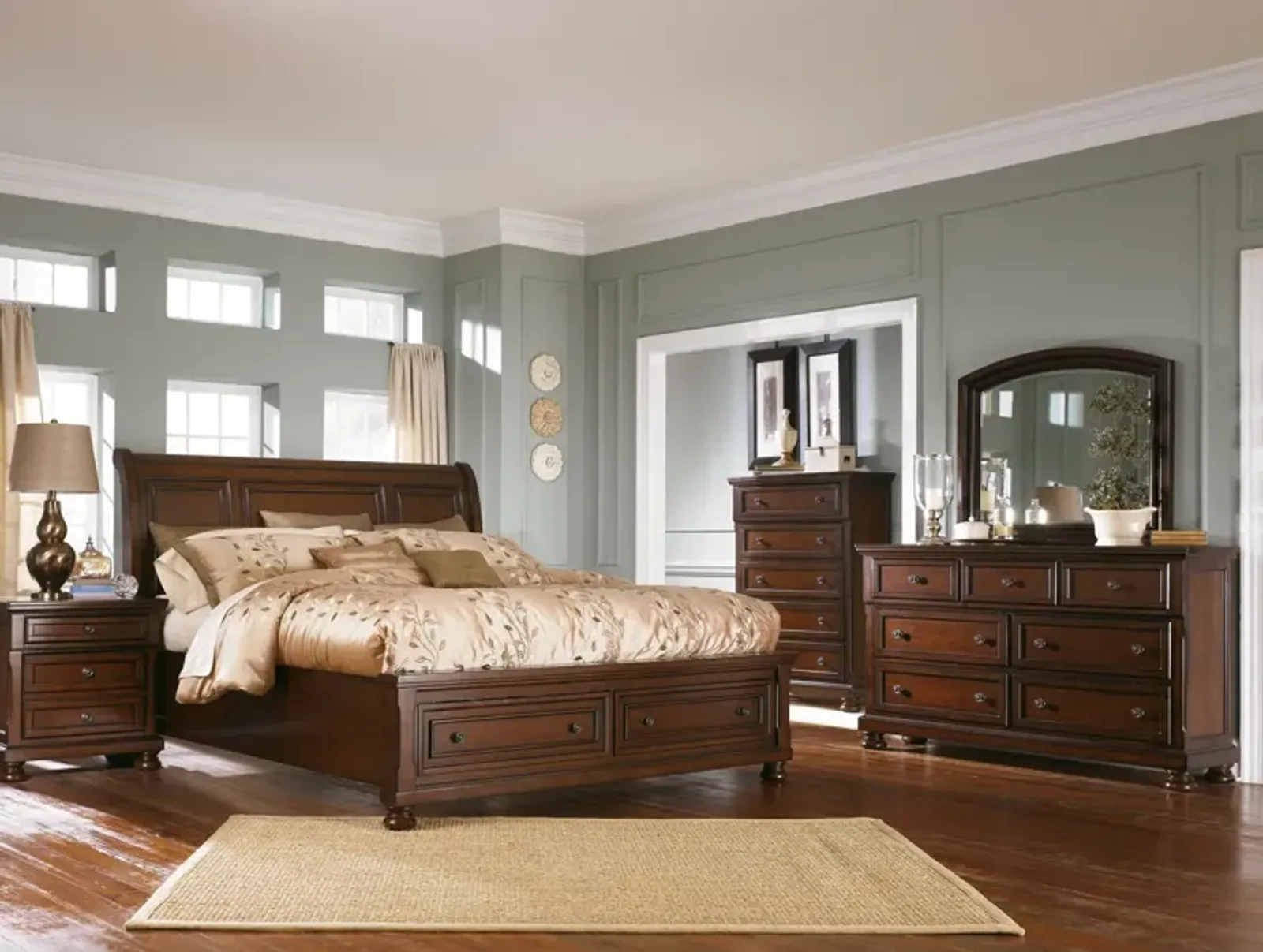 Ashley Porter California King Sleigh Bed Rustic Brown Millennium