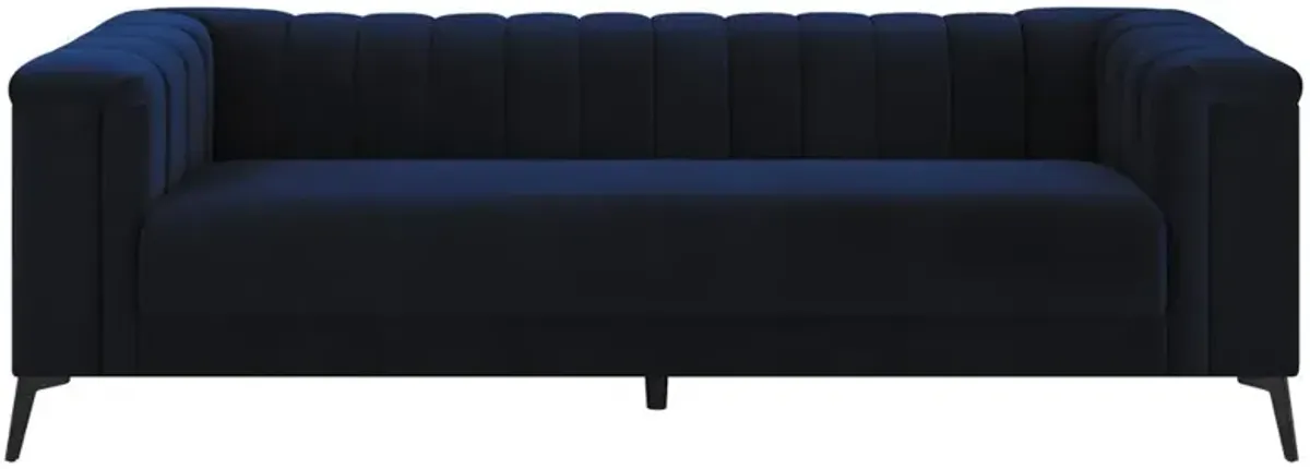 Coaster Chalet Upholstered Tuxedo Arm Tufted Sofa Blue