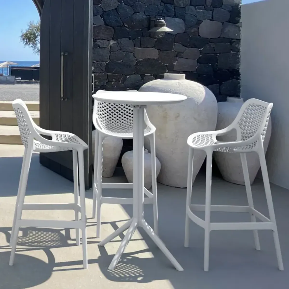 Compamia 24 Inch Outdoor Sky Round Folding Bar Table White