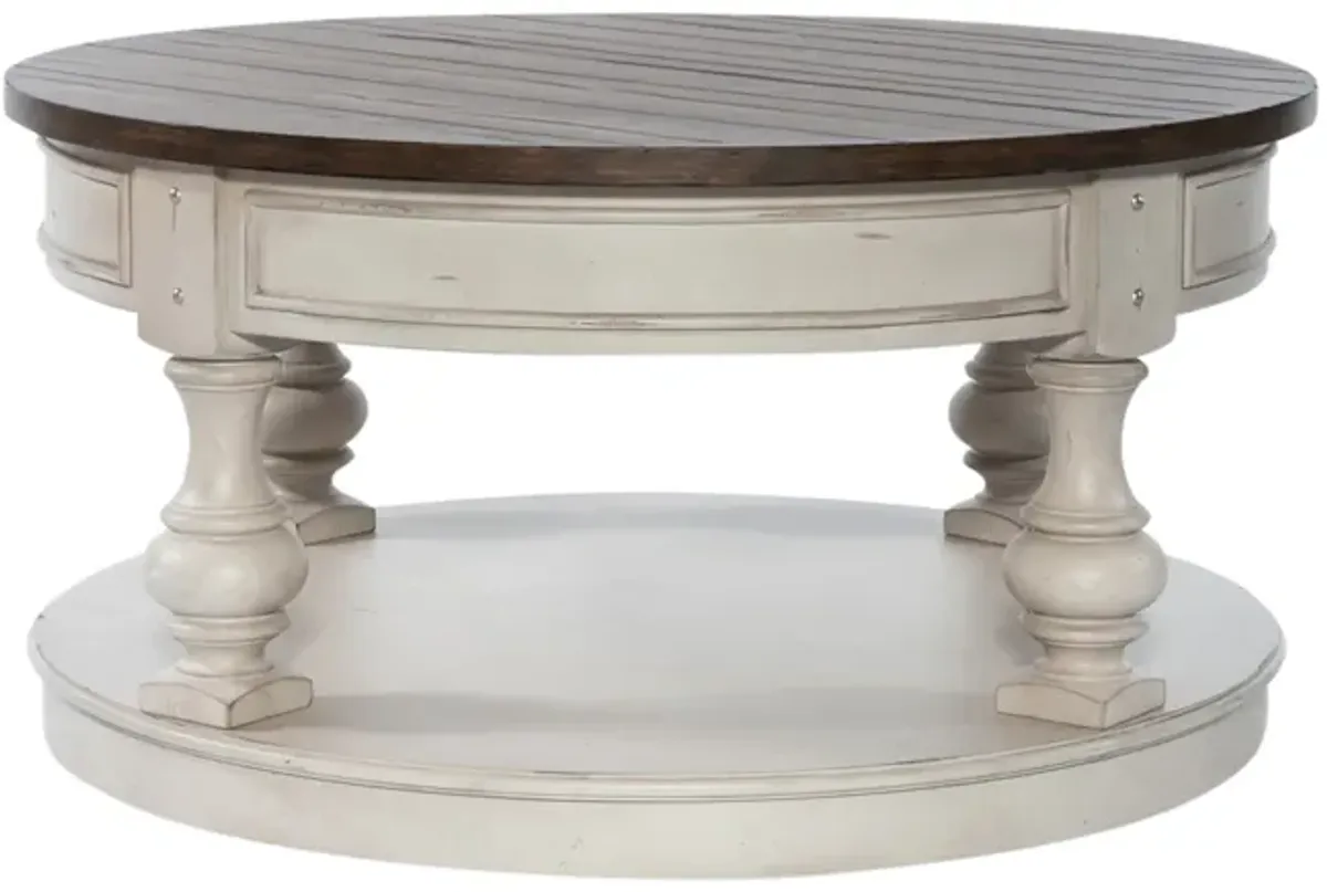 Liberty Furniture 3-Piece Antique White Wire Brushed Tobacco Coffee Table Set -Morgan Creek